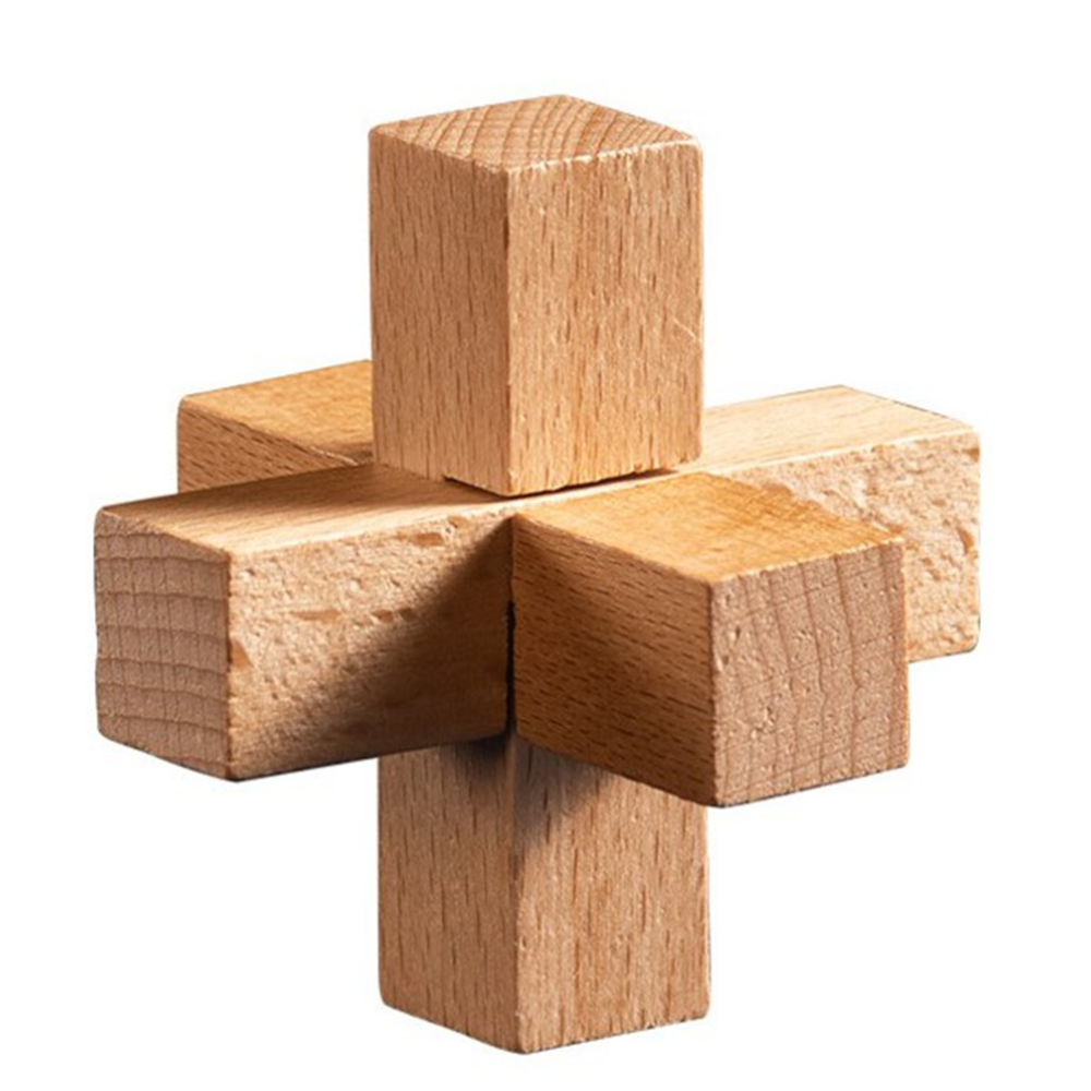 Interlocking Wooden Cross Puzzle IQ Brain Teaser