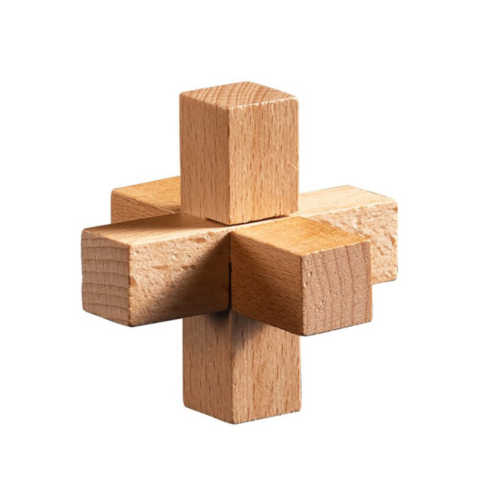 Interlocking Wooden Cross Puzzle IQ Brain Teaser