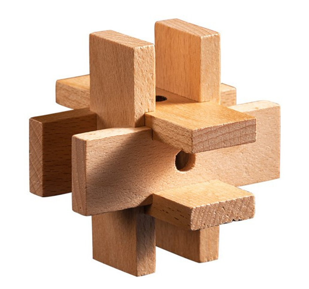 Interlocking Wooden Rickety Cross Puzzle Iq Intelligence Toy